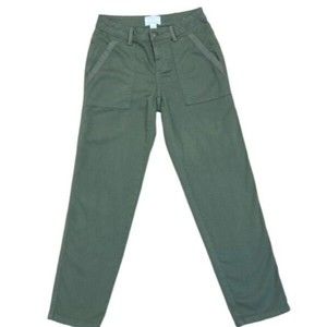 Caslon Women's Straight Leg Pants Green Sorrel Mid Rise Cotton Sz 0 NWOT